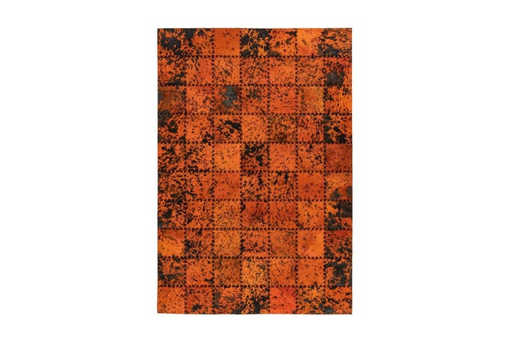 Matto Dulvabier Fohav 120x170 cm Oranssi/ Nahka - D-Sign - Pyöreät matot - Käsintehdyt matot - Yksiväriset matot - Kumipohjamatot - Patchwork-matto - Pienet matot - Iso matto