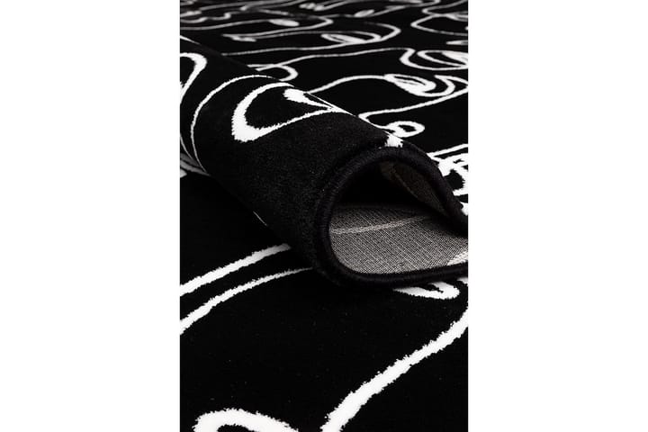 Matto Ink Face Ø160 cm Pyöreä Musta - Musta - Pyöreät matot - Käsintehdyt matot - Wilton-matto - Yksiväriset matot - Kumipohjamatot - Kuviollinen matto & värikäs matto - Pienet matot - Iso matto