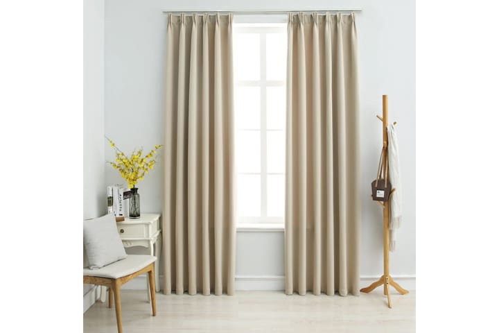 Pimennysverhot koukuilla 2 kpl beige 140x175 cm - Beige - Kodintekstiilit & matot - Verhot
 - Pimennysverhot