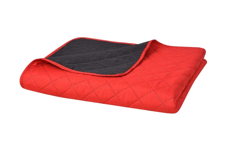 Kaksipuolinen tikattu päiväpeite Punainen ja musta 230x260cm - Monivärinen - Yhden hengen sängyn päiväpeitto - Parisängyn päiväpeitto - Vuodevaatteet