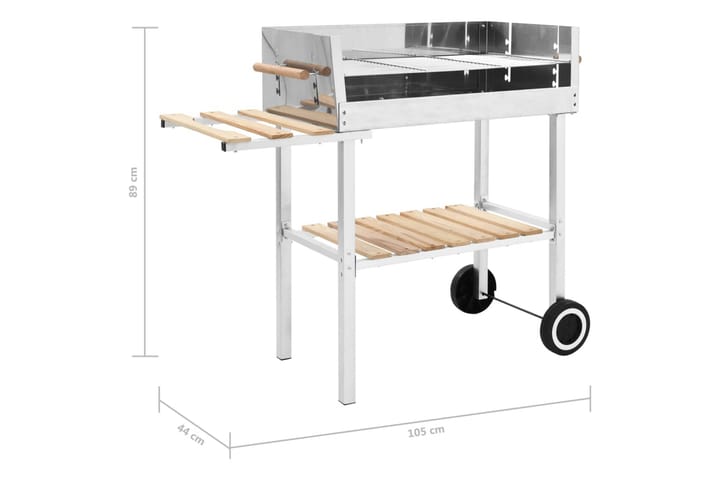 XXL BBQ-vaunuhiiligrilli ruostumaton teräs 2 hyllyllä - Piha & ulkoaltaat - Grillaus - Hiiligrilli