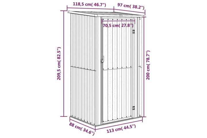 Puutarhavaja antrasiitti 118,5x97x209,5 cm galvanoitu teräs - Antrasiitti - Piha & ulkoaltaat - Lasiterassi & pihamökki - Varastot & liiterit - Varastot