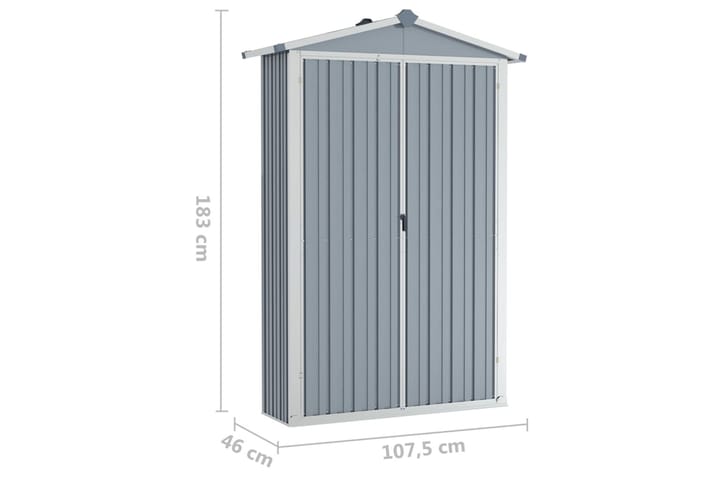 Puutarhavaja harmaa 107,5x46x183 cm galvanoitu teräs - Harmaa - Piha & ulkoaltaat - Lasiterassi & pihamökki - Varastot & liiterit - Varastot