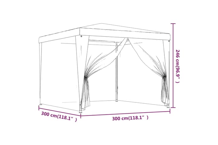 beBasic Juhlateltta 4 verkkosivuseinää antrasiitti 3x3 m HDPE - Antrasiitti - Puutarhateltta & säilytysteltta - Juhlateltta