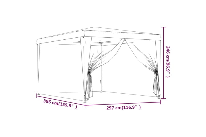 beBasic Juhlateltta 4 verkkosivuseinää antrasiitti 3x4 m HDPE - Antrasiitti - Puutarhateltta & säilytysteltta - Juhlateltta