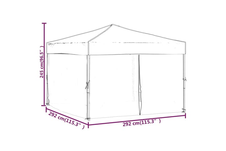 Kokoontaittuva juhlateltta sivuseinillä taupe 3x3 m - Taupe - Puutarhateltta & säilytysteltta - Juhlateltta