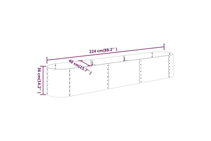 Puutarhakukkalaatikko jauhemaalattu teräs 224x40x36 cm ruske - Ruskea - Piha & ulkoaltaat - Viljely & puutarhanhoito - Kasvatus - Kukkaruukku & Istutusastia - Kukkalaatikko