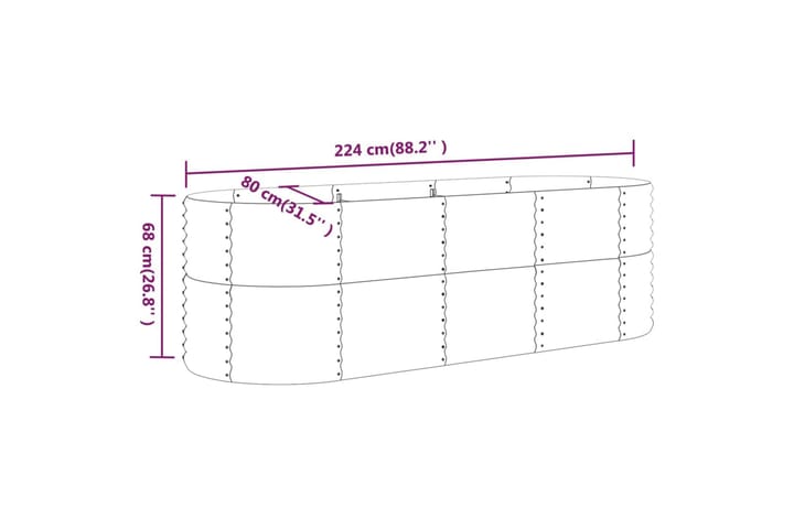 Puutarhakukkalaatikko jauhemaalattu teräs 224x80x68 cm vihre - Vihreä - Piha & ulkoaltaat - Viljely & puutarhanhoito - Kasvatus - Kukkaruukku & Istutusastia - Kukkalaatikko