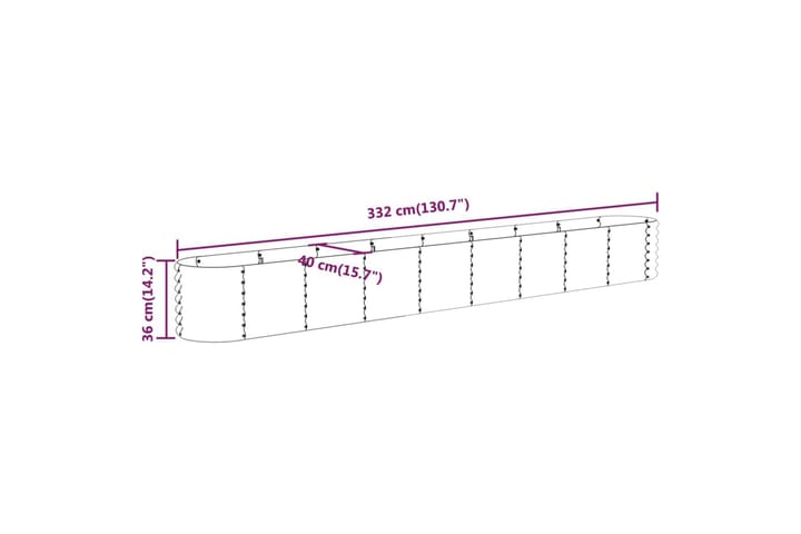 Puutarhakukkalaatikko jauhemaalattu teräs 332x40x36 cm antra - Antrasiitti - Piha & ulkoaltaat - Viljely & puutarhanhoito - Kasvatus - Kukkaruukku & Istutusastia - Kukkalaatikko