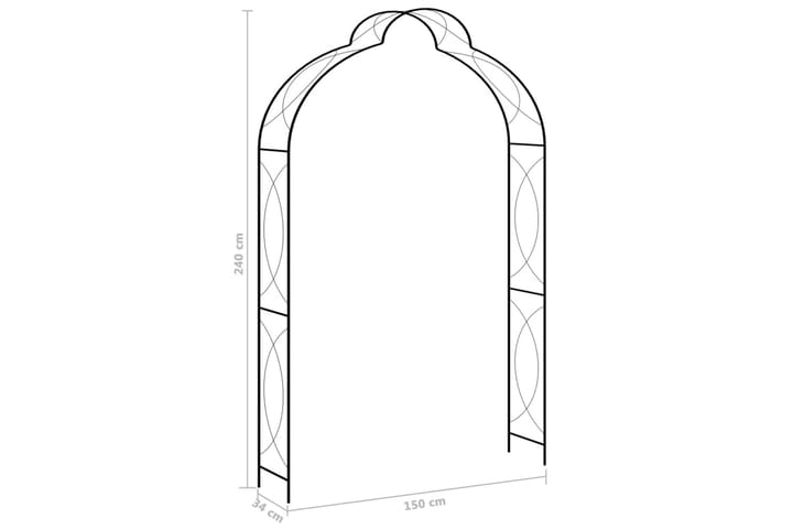 Puutarhakaari musta 150x34x240 cm rauta - Piha & ulkoaltaat - Viljely & puutarhanhoito - Kasvatus - Kasvituet - Ruusukaari