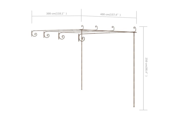 Puutarhan ruusukaari antiikkiruskea 4x3x2,5 m rauta - Piha & ulkoaltaat - Viljely & puutarhanhoito - Kasvatus - Kasvituet - Ruusukaari