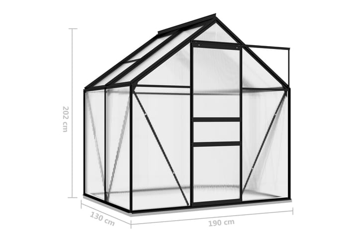 Kasvihuone antrasiitti alumiini 2,47 m² - Antrasiitti - Vapaasti seisova kasvihuone - Kasvihuone