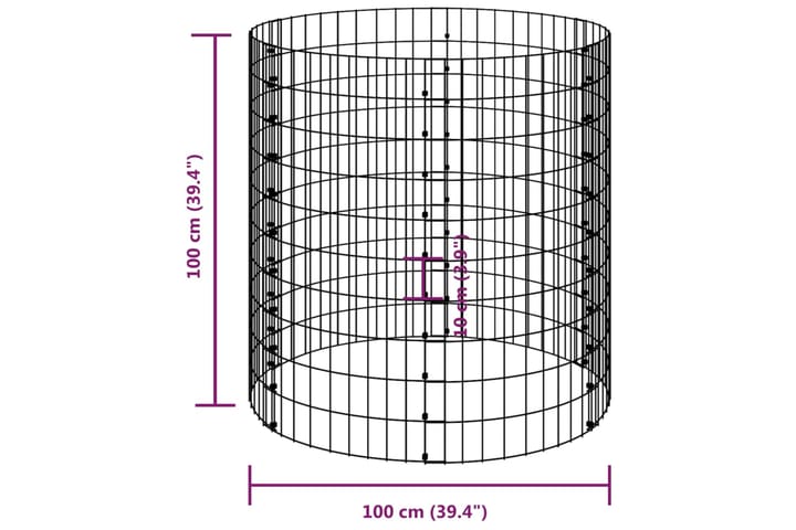 beBasic Puutarhakomposti Ã˜100x100 cm galvanoitu teräs - Hopea - Piha & ulkoaltaat - Viljely & puutarhanhoito - Kompostori - Lehtikompostori