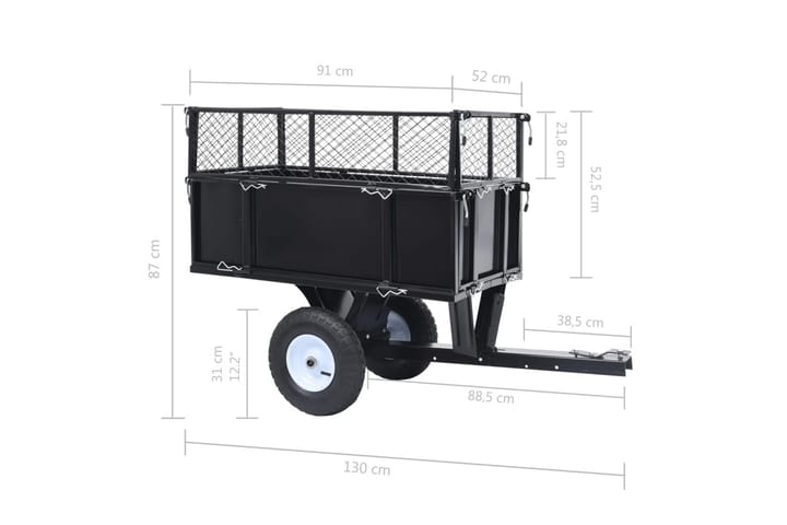 Kallistuva peräkärry ruohonleikkurille 150 kg kuorma - Piha & ulkoaltaat - Viljely & puutarhanhoito - Puutarhatyökalut & puutarhavälineet - Kärryt & perävaunut - Kuljetusvaunu & puutarhavaunu