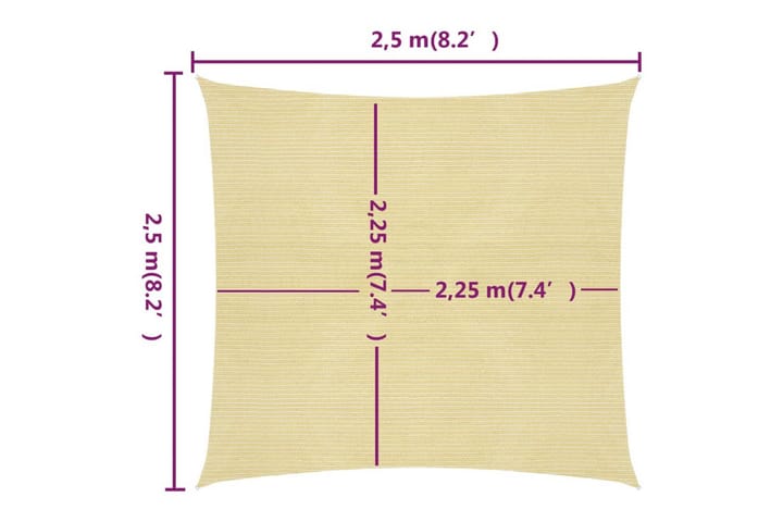 Aurinkopurje 160 g/m² beige 2,5x2,5 m HDPE - Beige - Puutarhakalusteet - Aurinkosuoja - Aurinkopurje