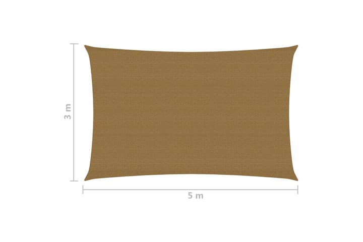 Aurinkopurje 160 g/m² harmaanruskea 3x5 m HDPE - Taupe - Puutarhakalusteet - Aurinkosuoja - Aurinkopurje