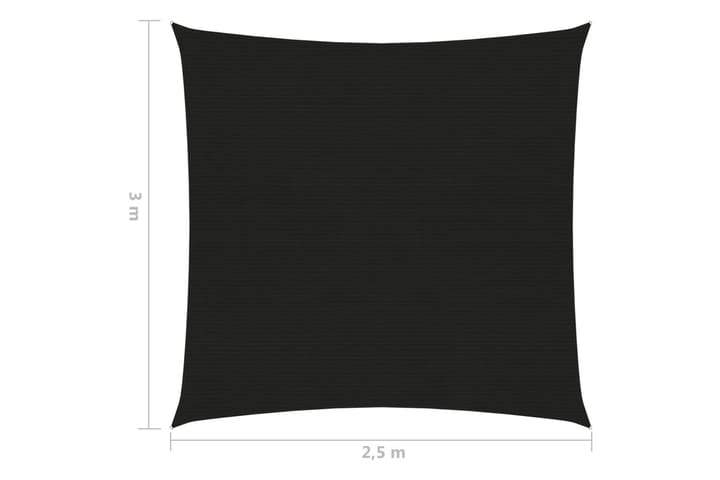 Aurinkopurje 160 g/m² musta 2,5x3 m HDPE - Musta - Puutarhakalusteet - Aurinkosuoja - Aurinkopurje