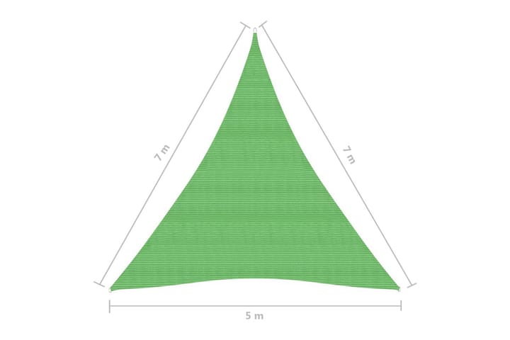 Aurinkopurje 160 g/m² vaaleanvihreä 5x7x7 m HDPE - Vihreä - Puutarhakalusteet - Aurinkosuoja - Aurinkopurje