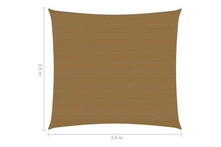 Aurinkopurje 160 g/mÂ² harmaanruskea 3,6x3,6 m HDPE - Taupe - Puutarhakalusteet - Aurinkosuoja - Aurinkopurje