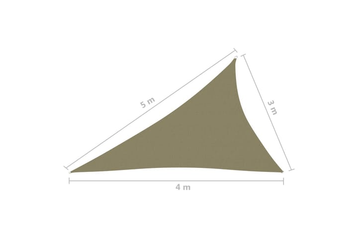 Aurinkopurje Oxford-kangas kolmio 3x4x5 m beige - Beige - Puutarhakalusteet - Aurinkosuoja - Aurinkopurje