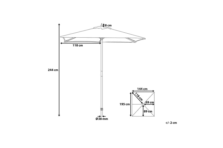 Aurinkovarjo Flamenco 244 cm - Puutarhakalusteet - Aurinkosuoja - Aurinkovarjo