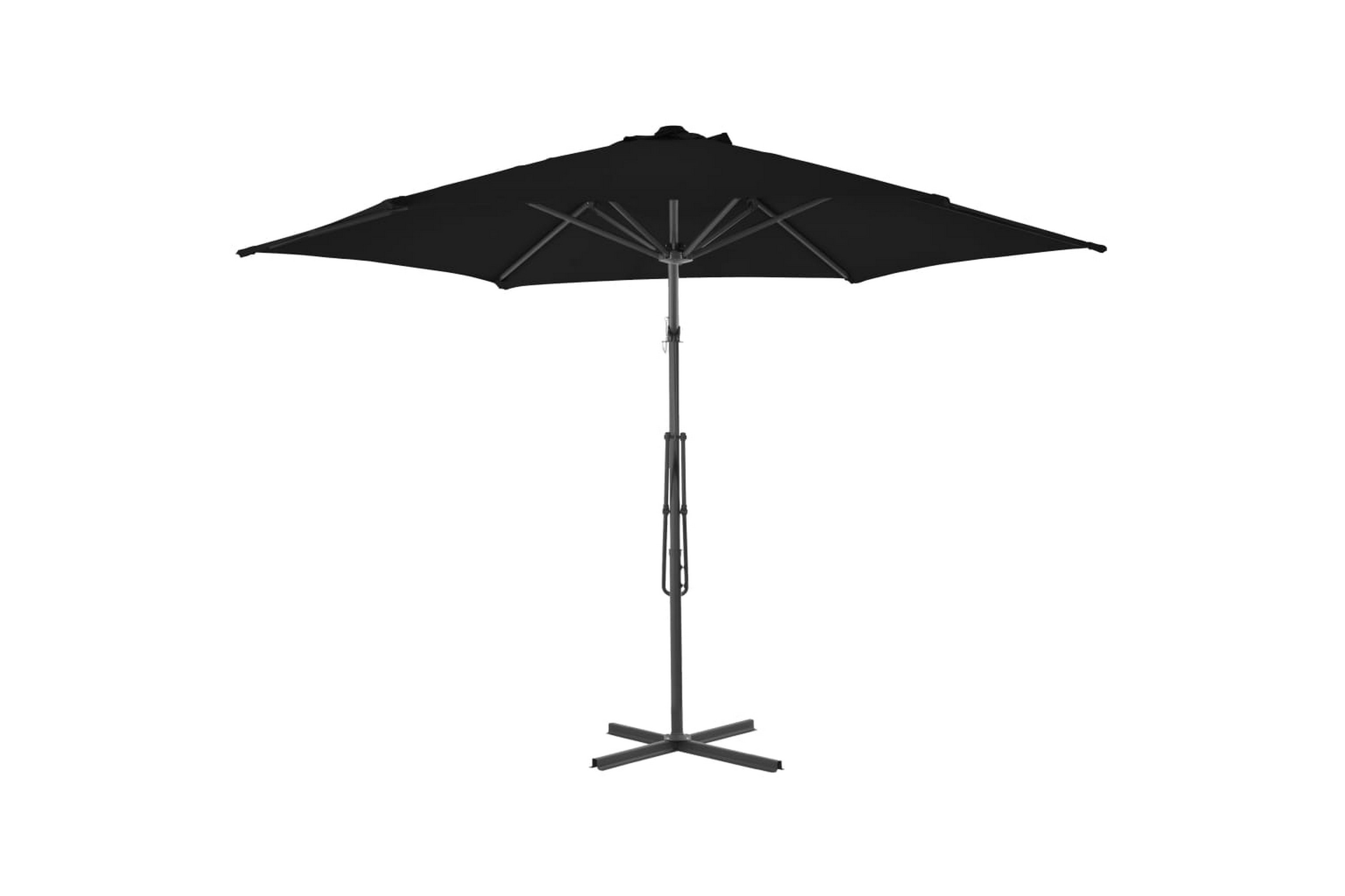 Aurinkovarjo terästangolla musta 300x230 cm -