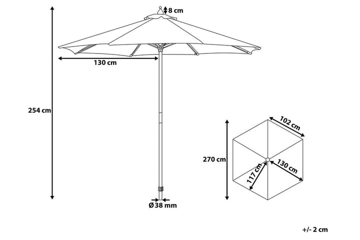 Päivänvarjo Toscana II 254 cm - Puutarhakalusteet - Aurinkosuoja - Aurinkovarjo