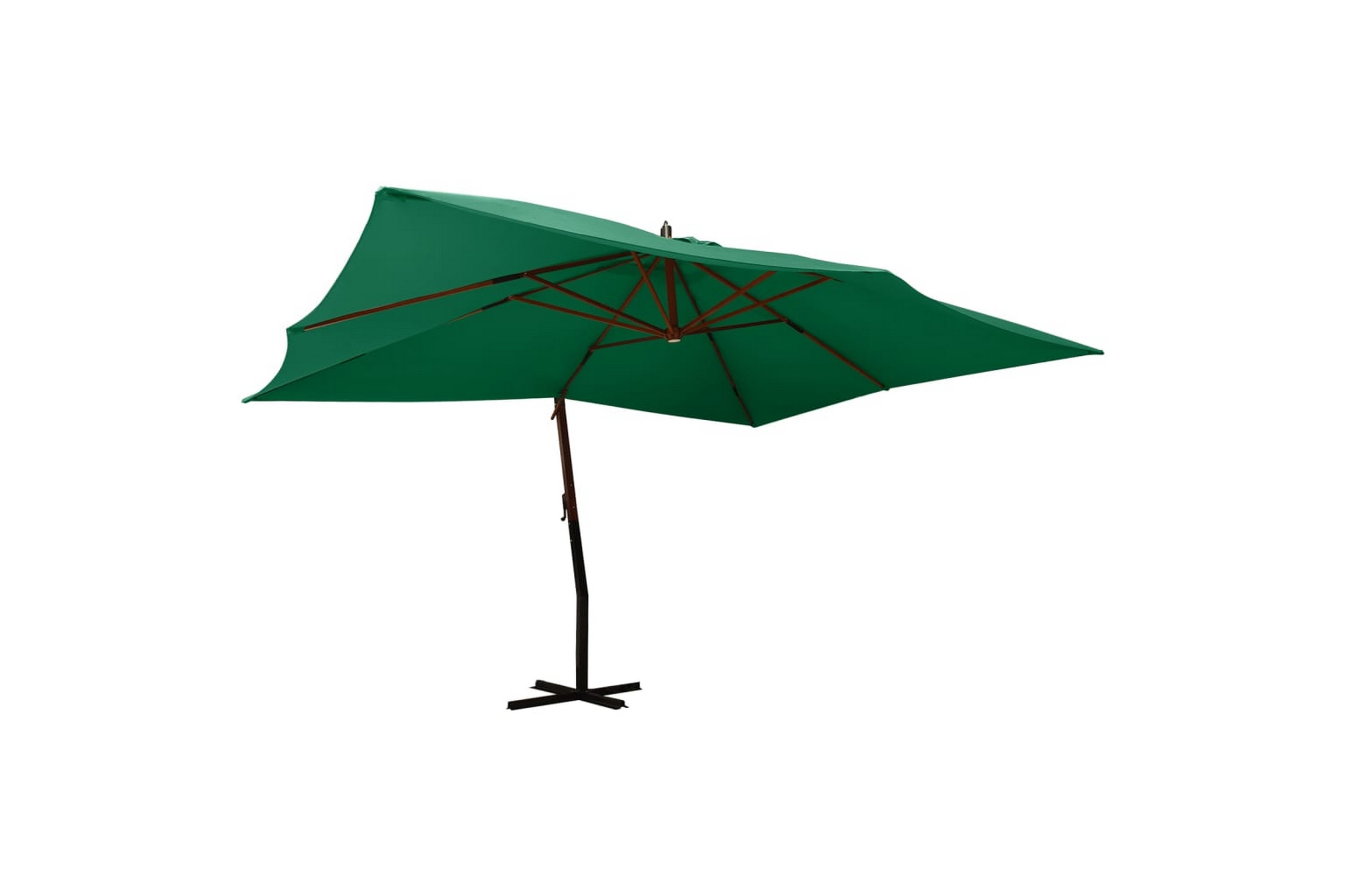 Riippuva aurinkovarjo puupylväällä 400x300 cm vihreä - Vihreä