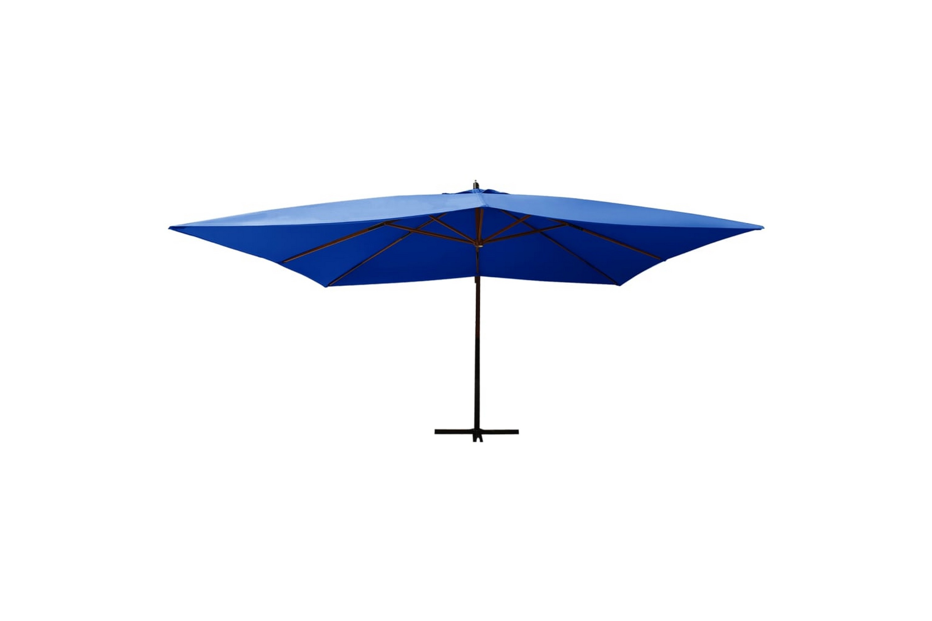 Riippuva aurinkovarjo puupylväällä 400x300 cm taivaansininen - Sininen