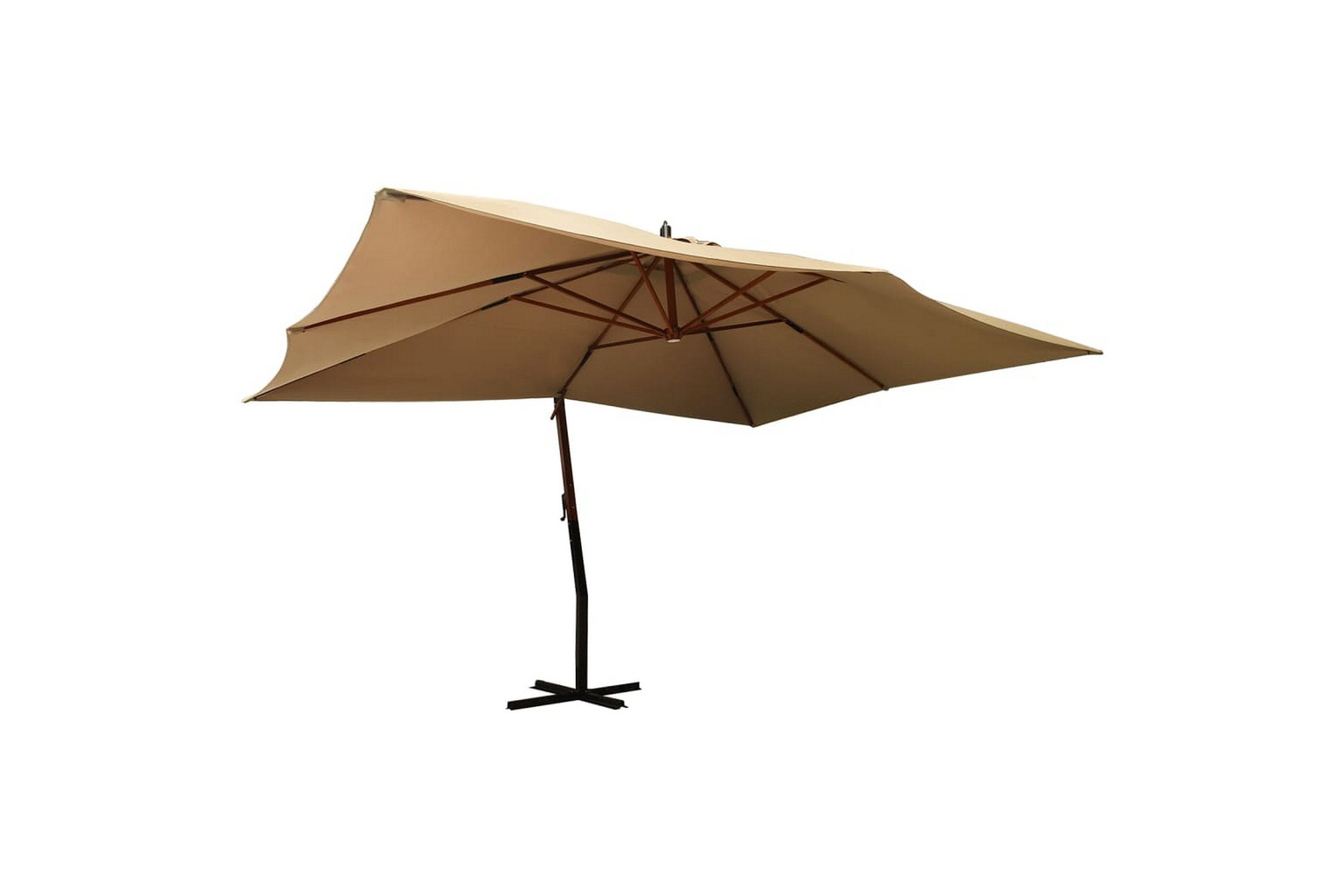 Riippuva aurinkovarjo puupylväällä 400x300 cm taupe - Taupe