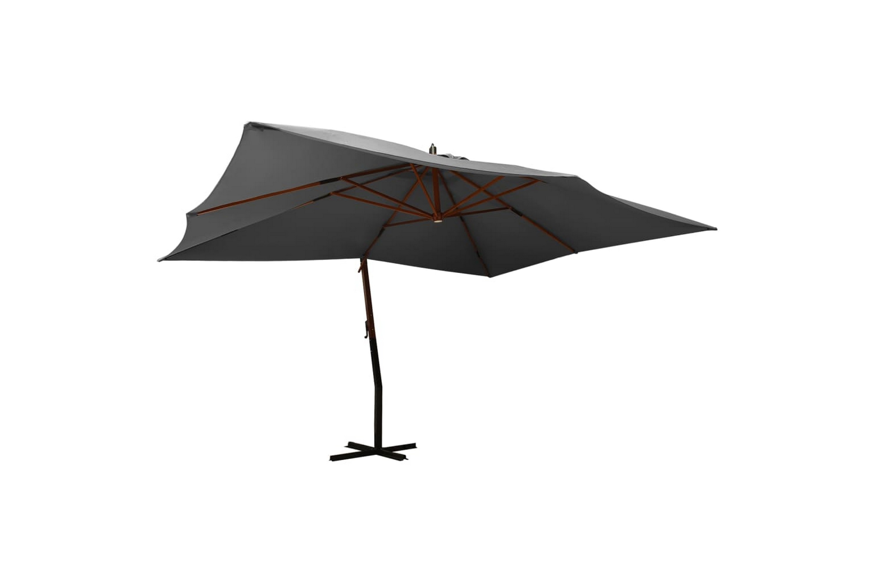 Riippuva aurinkovarjo puupylväällä 400x300 cm antrasiitti - Antrasiitti