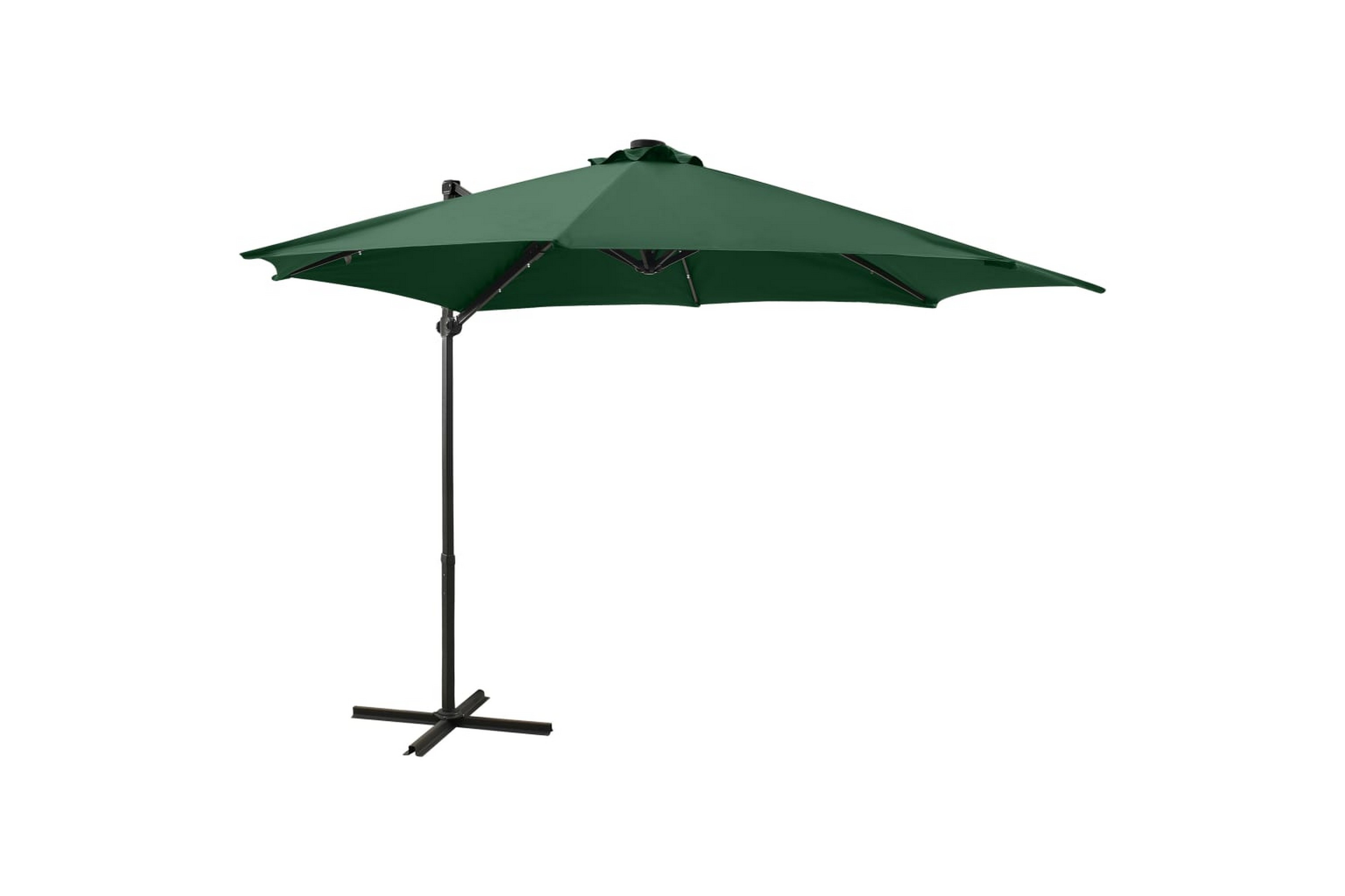 Riippuva aurinkovarjo tangolla ja LED-valoilla vihreä 300 cm -