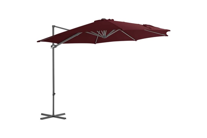 Riippuva aurinkovarjo teräspylväällä viininpunainen 300 cm - Aurinkovarjo