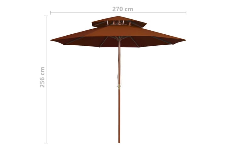 Kaksikerroksinen aurinkovarjo puutolppa terrakotta 270 cm - Puutarhakalusteet - Aurinkosuoja - Aurinkovarjo