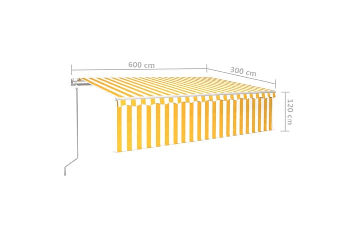 Automaattimarkiisi verhoilla 6x3 m keltavalkoinen - Puutarhakalusteet - Aurinkosuoja - Markiisi