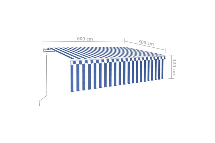 Automaattimarkiisi verhoilla 6x3 m sinivalkoinen - Puutarhakalusteet - Aurinkosuoja - Markiisi