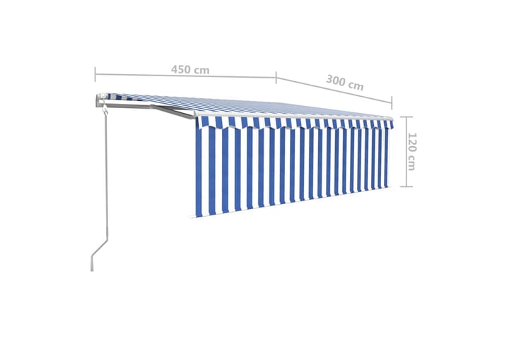 Automaattimarkiisi verho/LED/tuulisensori 4,5x3 m - Sininen - Puutarhakalusteet - Aurinkosuoja - Markiisi