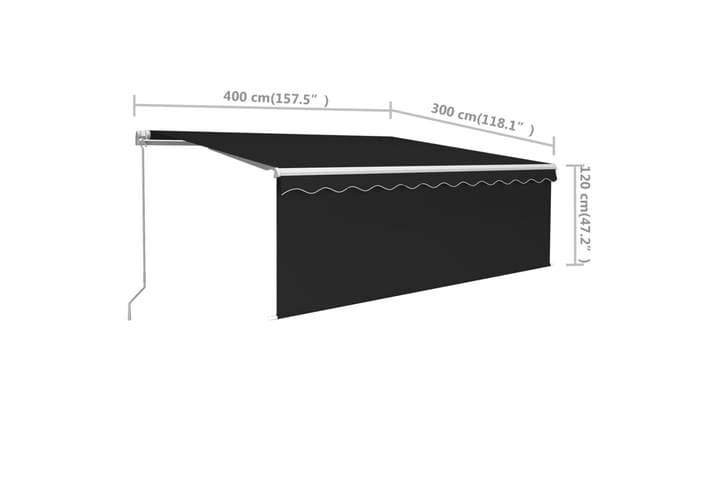 Käsin sisäänkelattava markiisi verhoilla 4x3 m antrasiitti - Puutarhakalusteet - Aurinkosuoja - Markiisi