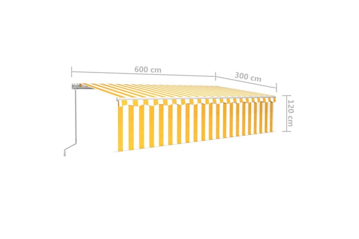 Käsin sisäänkelattava markiisi verhot/LED 6x3 m - Puutarhakalusteet - Aurinkosuoja - Markiisi