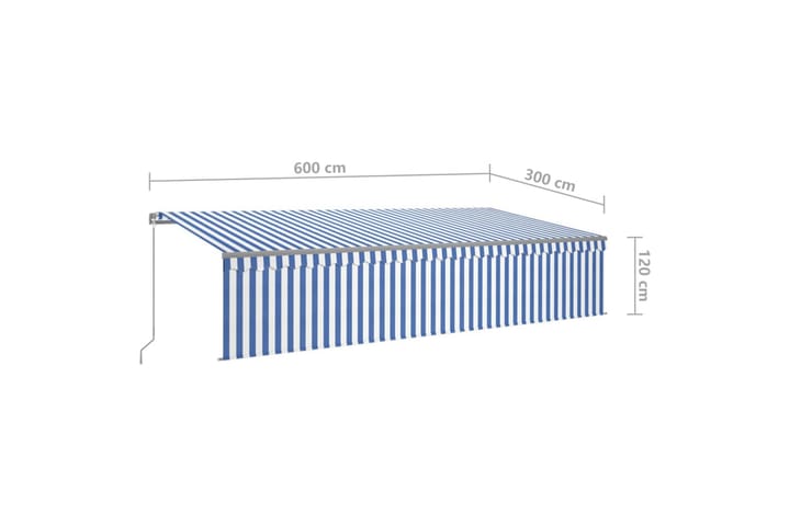 Käsin sisäänkelattava markiisi verhot/LED 6x3 m - Puutarhakalusteet - Aurinkosuoja - Markiisi