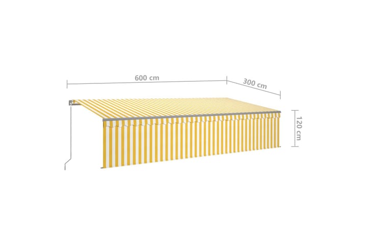 Käsin sisäänkelattava markiisi verhot/LED 6x3 m - Puutarhakalusteet - Aurinkosuoja - Markiisi