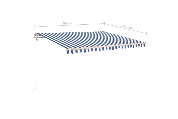 Manuaalisesti kelattava markiisi LED-valot 4x3,5 m sinivalk. - Puutarhakalusteet - Aurinkosuoja - Markiisi
 - Terassimarkiisi