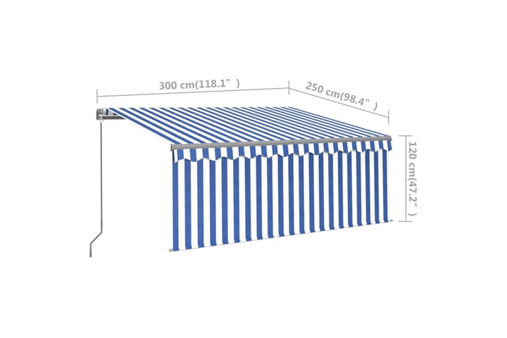 Manuaalisesti kelattava markiisi verho/LED 3x2,5m - Puutarhakalusteet - Aurinkosuoja - Markiisi