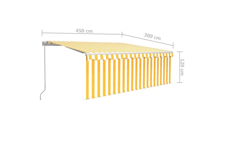 Manuaalisesti kelattava markiisi verho/LED 4,5x3 m - Puutarhakalusteet - Aurinkosuoja - Markiisi