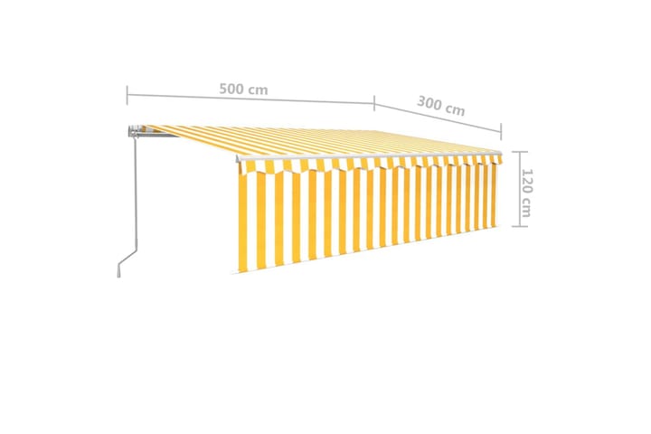 Manuaalisesti kelattava markiisi verho/LED 5x3 m - Puutarhakalusteet - Aurinkosuoja - Markiisi