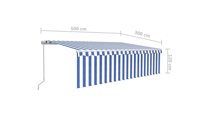 Manuaalisesti kelattava markiisi verho/LED 5x3 m - Puutarhakalusteet - Aurinkosuoja - Markiisi