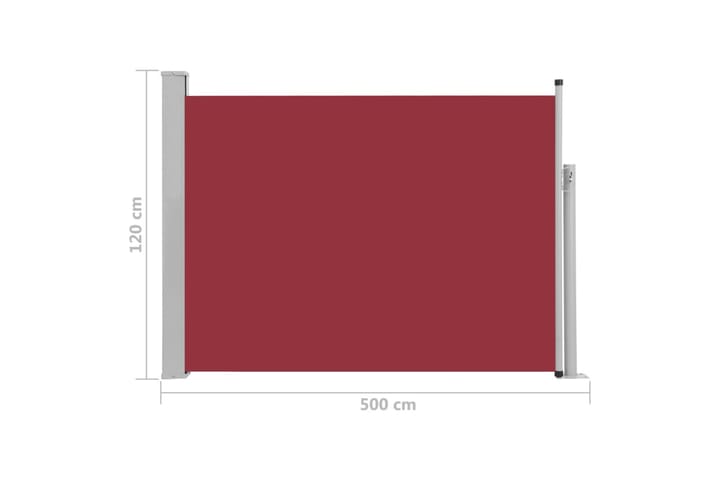 Sisäänvedettävä terassin sivumarkiisi 120x500 cm punainen - Punainen - Puutarhakalusteet - Aurinkosuoja - Markiisi
 - Parvekemarkiisi