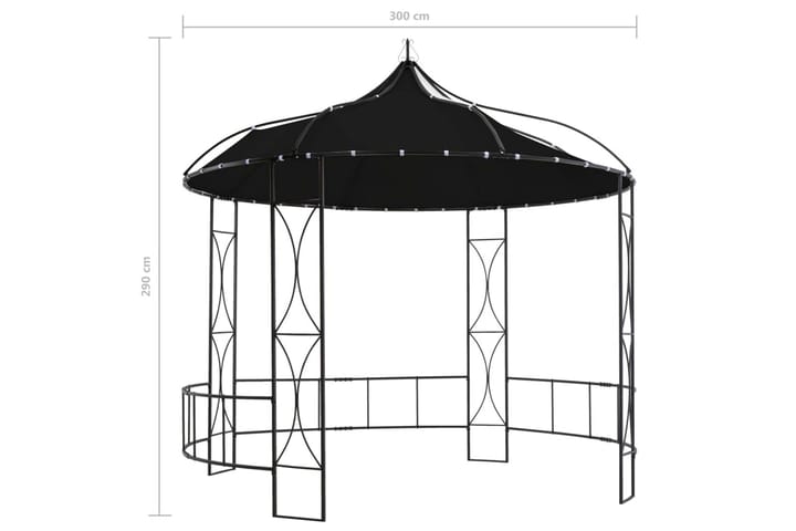 Huvimaja 300 x 290 cm antrasiitti pyöreä - Puutarhakalusteet - Aurinkosuoja - Paviljonki