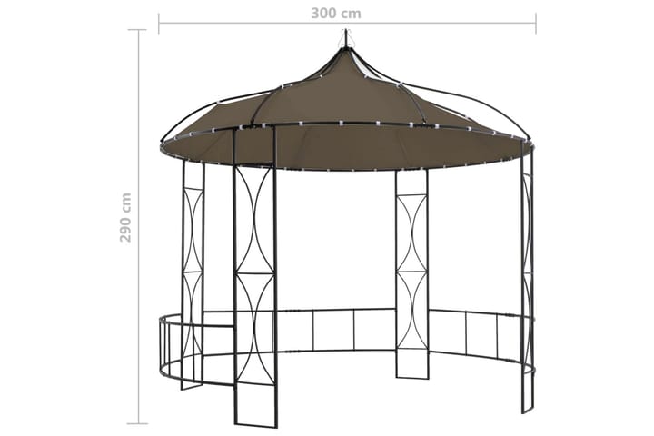 Huvimaja 300 x 290 cm harmaanruskea pyöreä - Taupe - Puutarhakalusteet - Aurinkosuoja - Paviljonki