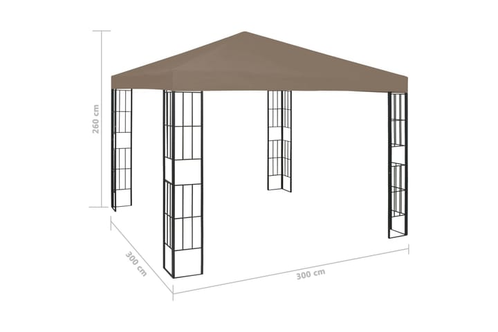 Huvimaja 3x3 m harmaanruskea - Taupe - Puutarhakalusteet - Aurinkosuoja - Paviljonki